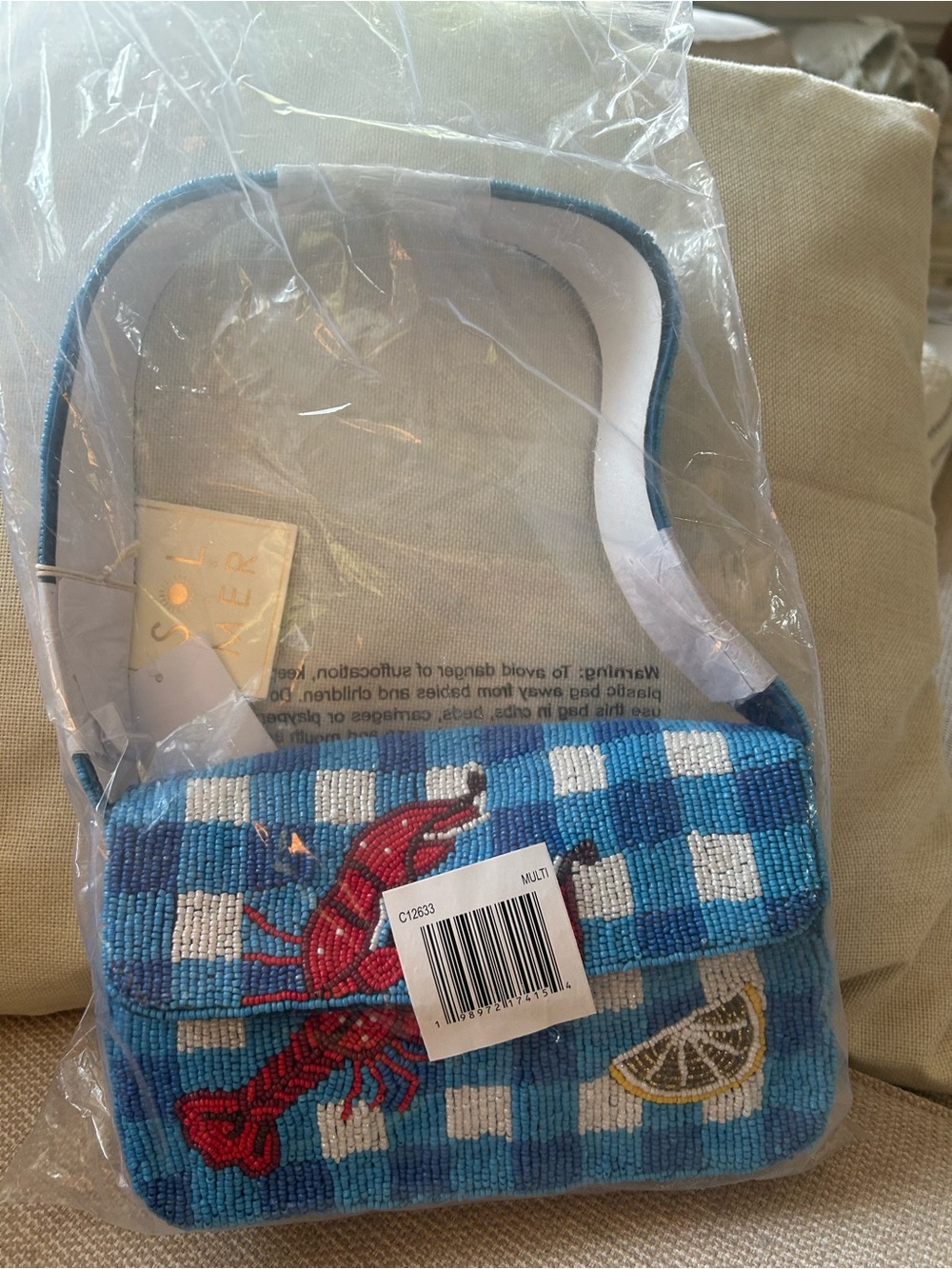 NWT SOL and MER lobster 🦞 and lemon 🍋 beaded handbag.